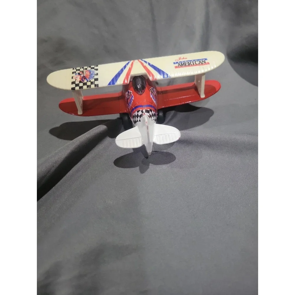 Toysmith Plane John American Biplane Pull Back Release Toy Die Cast & Plastic